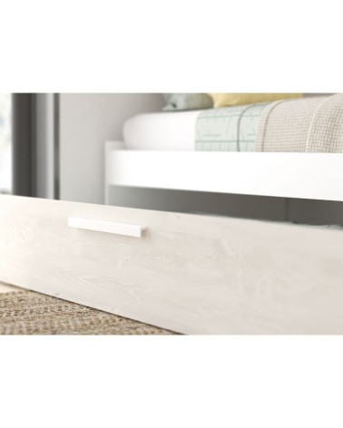 Cameretta a ponte 6006 con letto estraibile e armadio colore bianco consumato e bianco reversibile