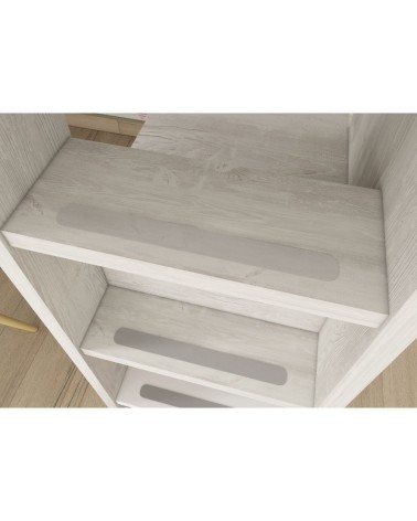 Cameretta 1262 con letto a castello con due cassettoni e armadio reversibile colore bianco consumato e rosa antico