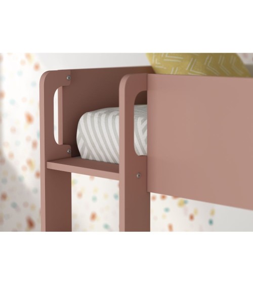 Cameretta con letto a castello con cassettoni e armadio reversibile colore rovere e rosa antico