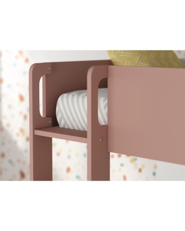 Cameretta con letto a castello con cassettoni e armadio reversibile colore rovere e rosa antico
