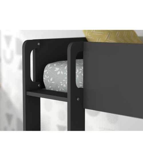 Cameretta con letto a castello con cassettoni e armadio reversibile colore rovere e antracite