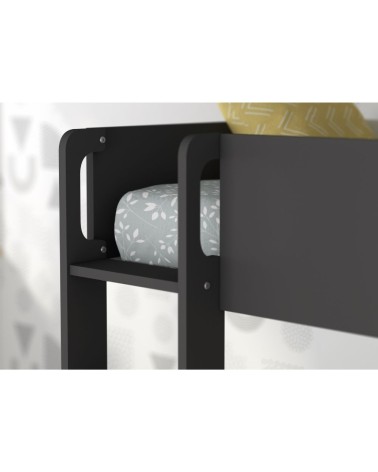 Cameretta con letto a castello con cassettoni e armadio reversibile colore rovere e antracite