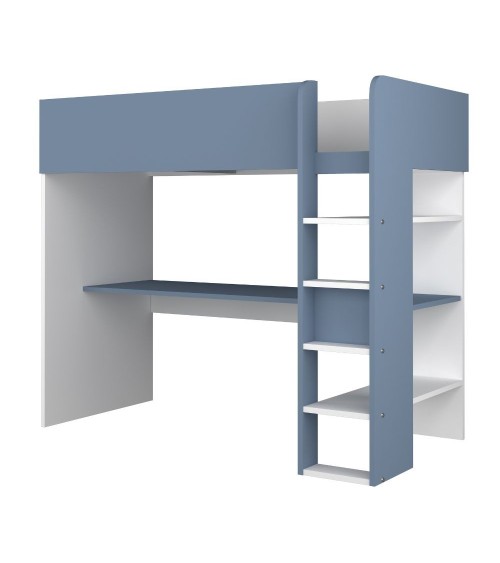 Cameretta 2276 con letto a soppalco con scrivania sottostante colore bianco e azzurro