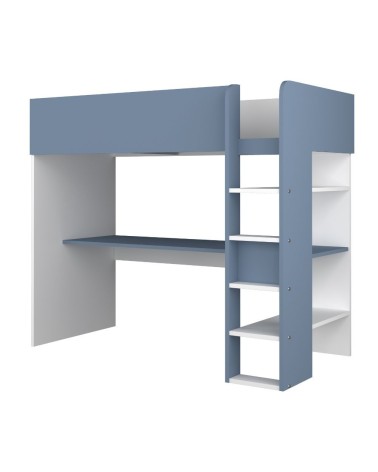 Cameretta 2276 con letto a soppalco con scrivania sottostante colore bianco e azzurro