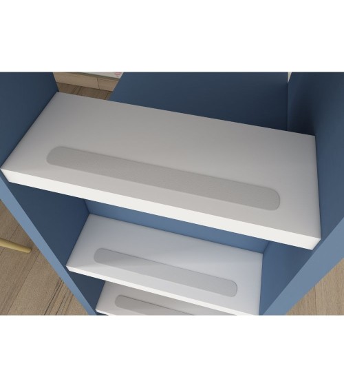 Cameretta 2276 con letto a soppalco con scrivania sottostante colore bianco e azzurro