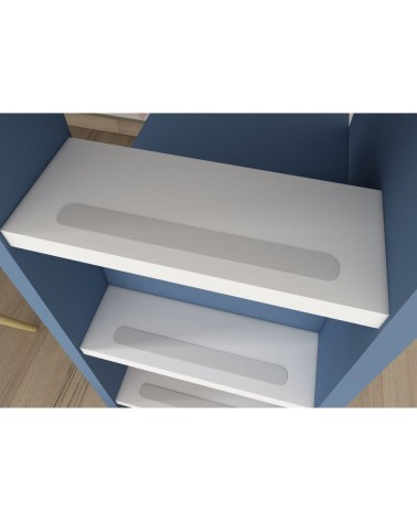 Cameretta 2276 con letto a soppalco con scrivania sottostante colore bianco e azzurro