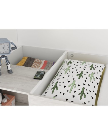 Cameretta 2278 con letto a soppalco con scrivania sottostante colore bianco e bianco consumato