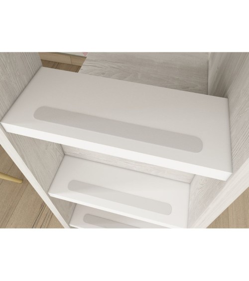 Cameretta 2278 con letto a soppalco con scrivania sottostante colore bianco e bianco consumato