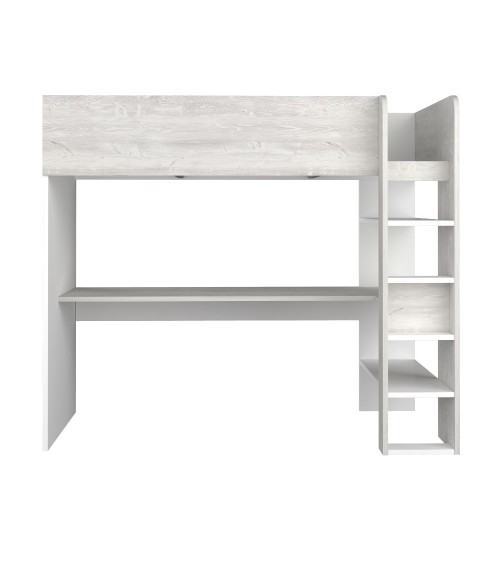 Cameretta 2278 con letto a soppalco con scrivania sottostante colore bianco e bianco consumato