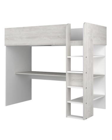 Cameretta 2278 con letto a soppalco con scrivania sottostante colore bianco e bianco consumato