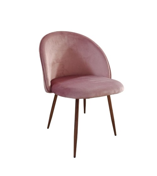 Sedia Despina in tessuto colore rosa e gambe in metallo oro rosa set 4 pezzi