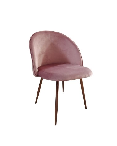 Sedia Despina in tessuto colore rosa e gambe in metallo oro rosa set 4 pezzi