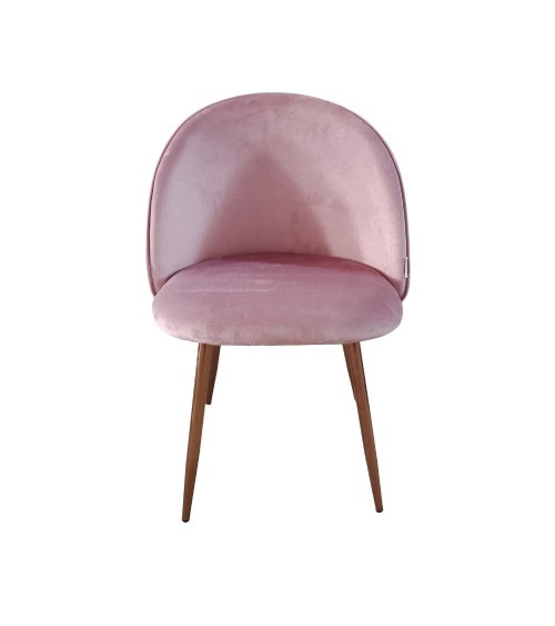 Sedia Despina in tessuto colore rosa e gambe in metallo oro rosa set 4 pezzi