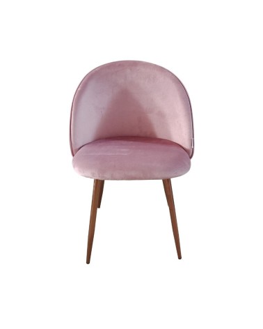 Sedia Despina in tessuto colore rosa e gambe in metallo oro rosa set 4 pezzi