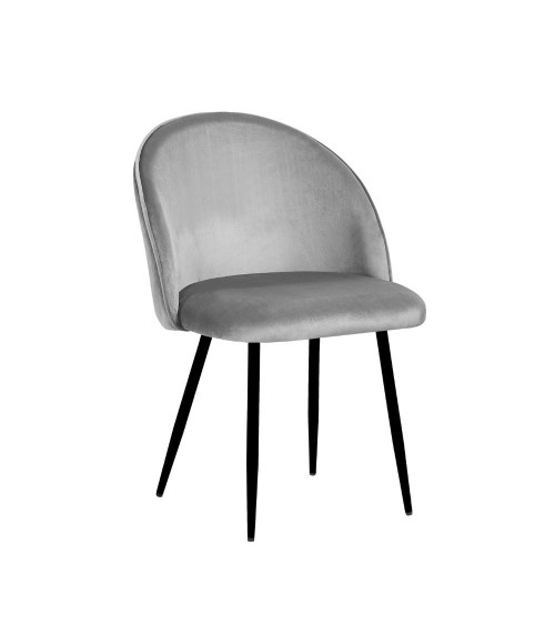 Sedia Despina in tessuto colore grigio e gambe in metallo nero set 4 pezzi