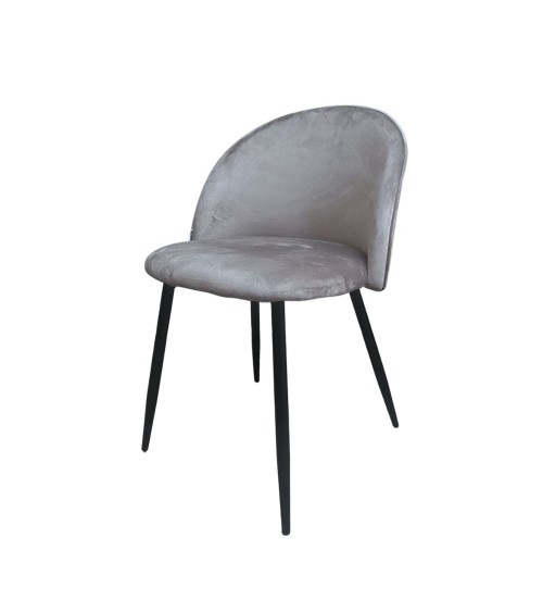 Sedia Despina in tessuto colore grigio e gambe in metallo nero set 4 pezzi