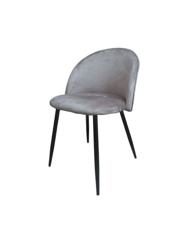 Sedia Despina in tessuto colore grigio e gambe in metallo nero set 4 pezzi