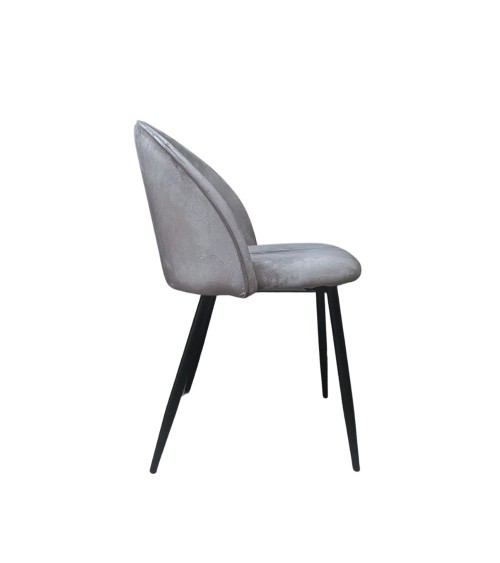 Sedia Despina in tessuto colore grigio e gambe in metallo nero set 4 pezzi