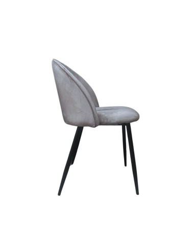 Sedia Despina in tessuto colore grigio e gambe in metallo nero set 4 pezzi