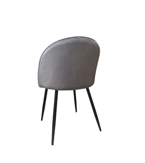Sedia Despina in tessuto colore grigio e gambe in metallo nero set 4 pezzi