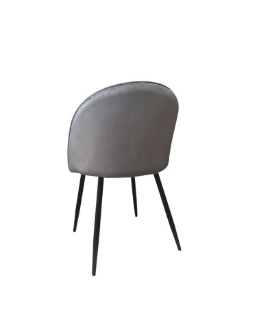 Sedia Despina in tessuto colore grigio e gambe in metallo nero set 4 pezzi