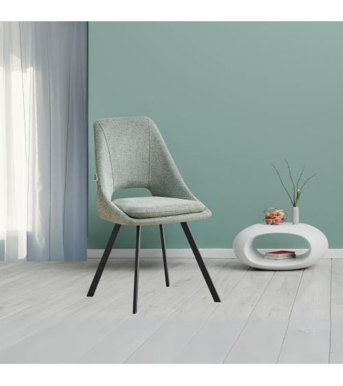 Sedia imbottita Blauss in tessuto verde set 2 pezzi