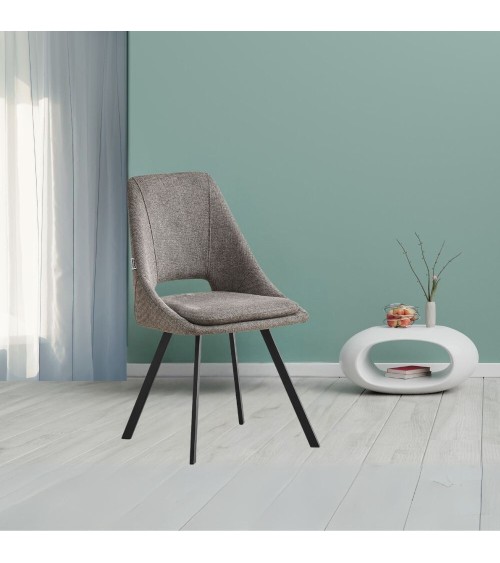 Sedia imbottita Blauss in tessuto grigio set 2 pezzi