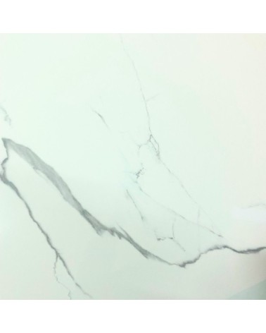 Tavolo allungabile Nefti con top in ceramica colore bianco statuario lucido con gambe bianche