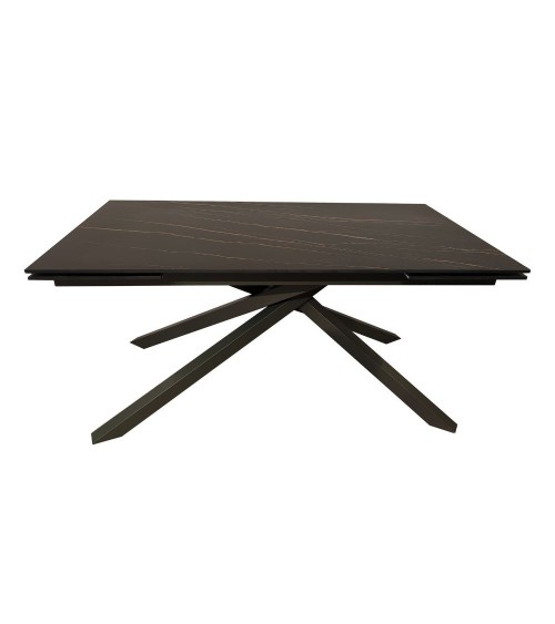 Tavolo allungabile Nefti con top in ceramica colore nero-oro opaco con gambe grigie