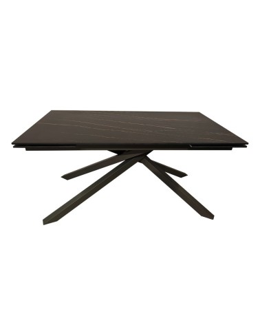 Tavolo allungabile Nefti con top in ceramica colore nero-oro opaco con gambe grigie