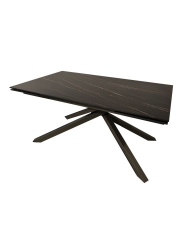 Tavolo allungabile Nefti con top in ceramica colore nero-oro opaco con gambe grigie