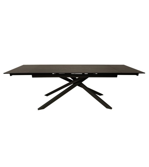Tavolo allungabile Nefti con top in ceramica colore nero-oro opaco con gambe grigie