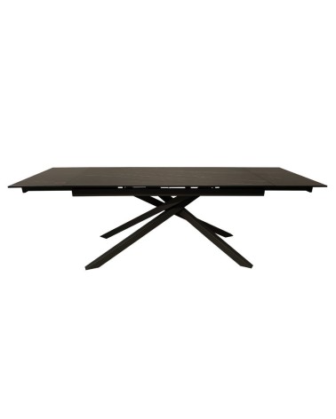 Tavolo allungabile Nefti con top in ceramica colore nero-oro opaco con gambe grigie