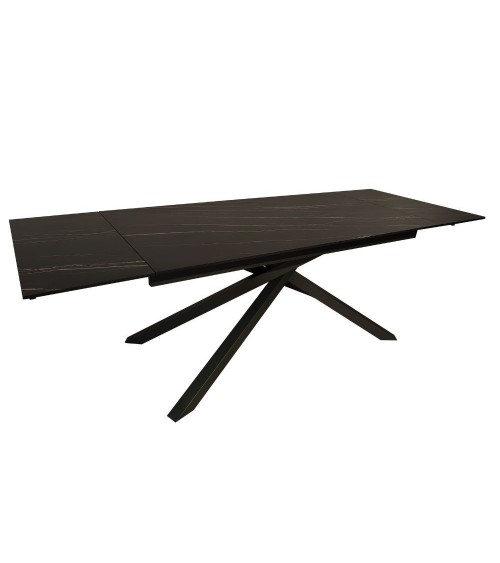 Tavolo allungabile Nefti con top in ceramica colore nero-oro opaco con gambe grigie