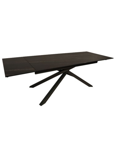Tavolo allungabile Nefti con top in ceramica colore nero-oro opaco con gambe grigie