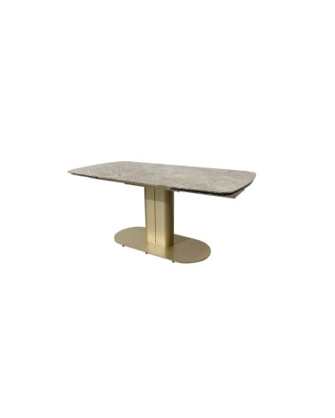 Tavolo allungabile Vesta con top in ceramica colore marrone atene lucido e gambe dorate