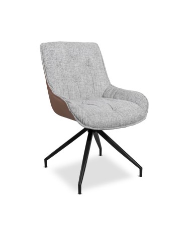 Sedia da pranzo Agora grigio chiaro con schienale in ecopelle aragosta e gambe nere con base fissa set 2 pezzi