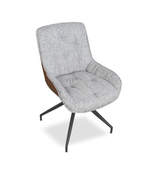 Sedia da pranzo Agora grigio chiaro con schienale in ecopelle aragosta e gambe nere con base fissa set 2 pezzi