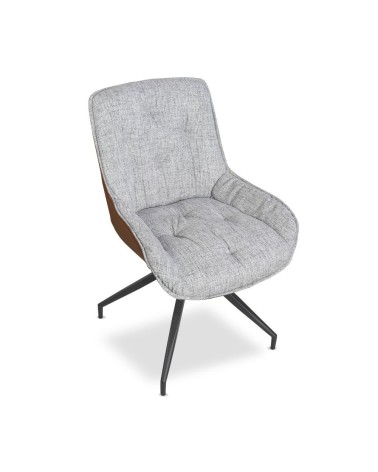 Sedia da pranzo Agora grigio chiaro con schienale in ecopelle aragosta e gambe nere con base fissa set 2 pezzi