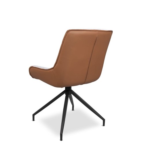 Sedia da pranzo Agora grigio chiaro con schienale in ecopelle aragosta e gambe nere con base fissa set 2 pezzi