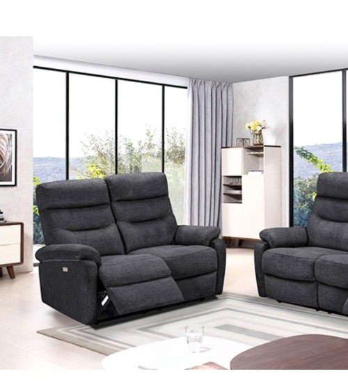 Divano 2 posti Brienz 2 recliner elettrici grigio scuro D603