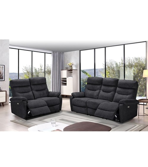 Divano 2 posti Brienz 2 recliner elettrici grigio scuro D603