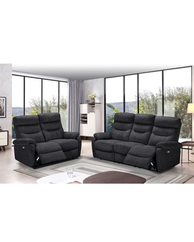 Divano 2 posti Brienz 2 recliner elettrici grigio scuro D603
