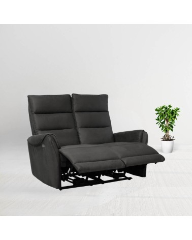 Divano 2 posti Thun 2 recliner elettrici effetto nabuk grigio D120