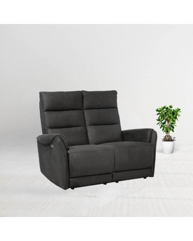 Divano 2 posti Thun 2 recliner elettrici effetto nabuk grigio D120