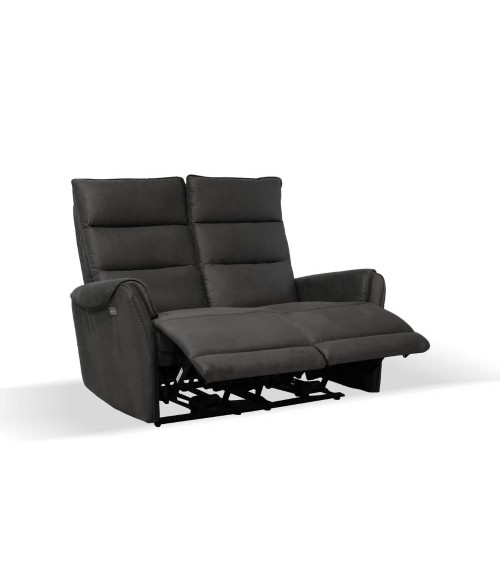 Divano 2 posti Thun 2 recliner elettrici effetto nabuk grigio D120