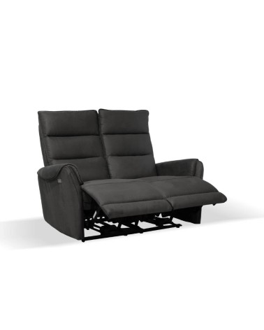 Divano 2 posti Thun 2 recliner elettrici effetto nabuk grigio D120