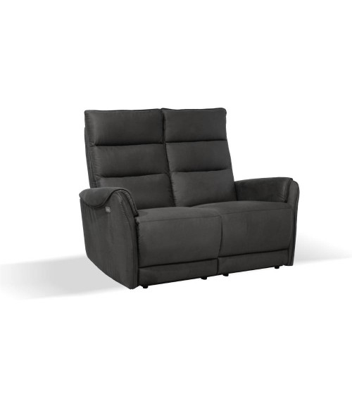 Divano 2 posti Thun 2 recliner elettrici effetto nabuk grigio D120