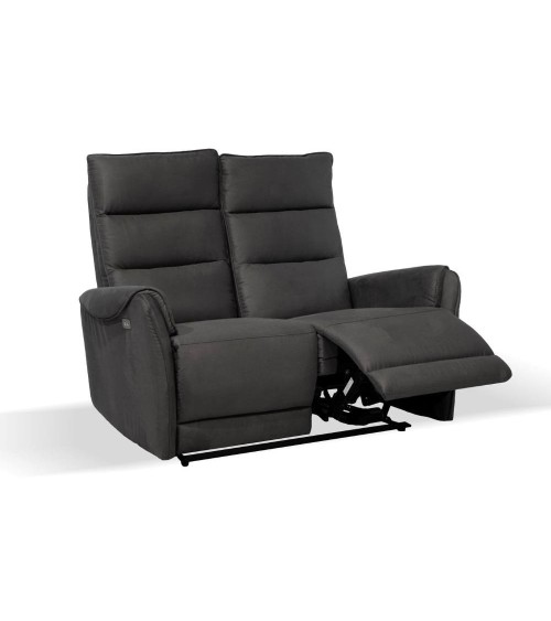 Divano 2 posti Thun 2 recliner elettrici effetto nabuk grigio D120