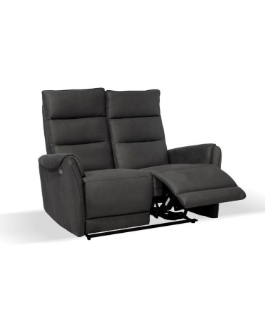 Divano 2 posti Thun 2 recliner elettrici effetto nabuk grigio D120